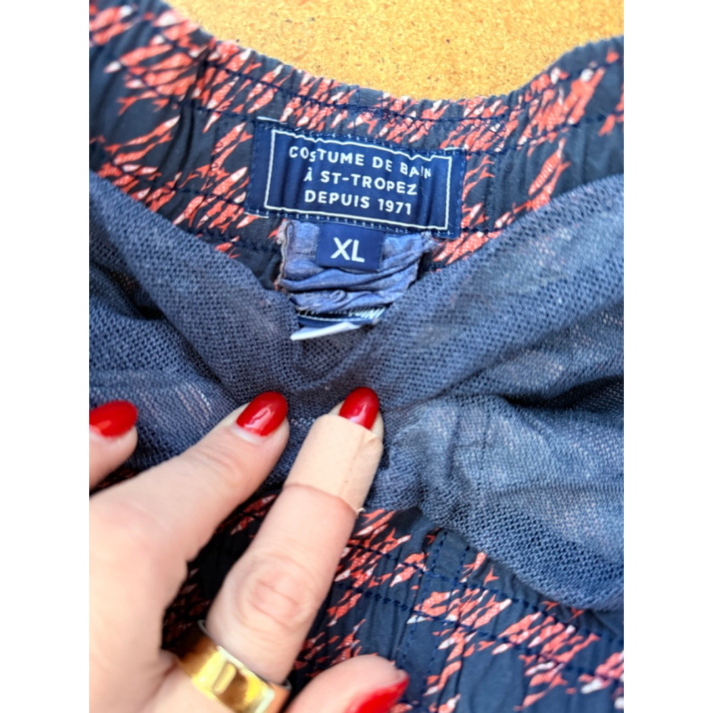 Men's velbrequin Navy Coral Patterned Swim Trunks XL - Picture 2 of 3